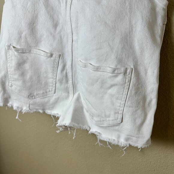 MADEWELL White Denim Shorts Overalls Size Small Raw Hem - Picture 9 of 11